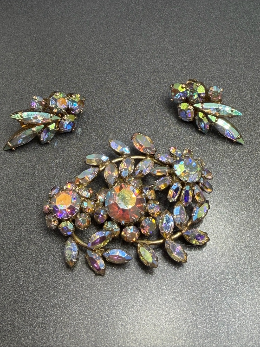 Vintage Sherman Demi Parure  Dazzling AB Rhinestones #4set
